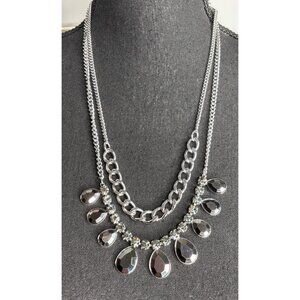 Vintage Chico's Double Strand Black Rhinestone Statement Necklace
